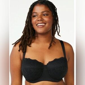 Joyspun Women’s Plus Size Underwire Balconette Black Bra Size 42DD